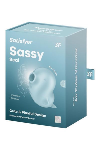 Вакуумный стимулятор Satisfyer Sassy Seal с вибрацией, голубой, 9.5 см S360636 фото