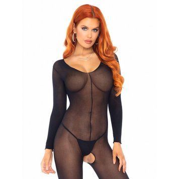Бодістокінг з довгими рукавами чорний Leg Avenue Long Sleeves Bodystocking 8297 фото
