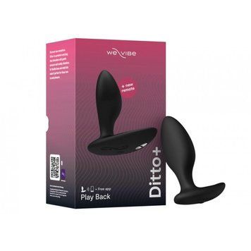 Анальна пробка з вібрацією We-Vibe Ditto+ Satin Black з пультом та керуванням з телефону W44132 фото