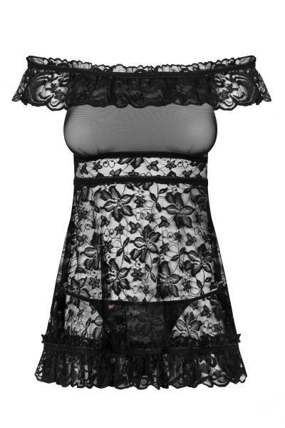 Сорочка Flores chemise Obsessive SM чорна 410265 фото