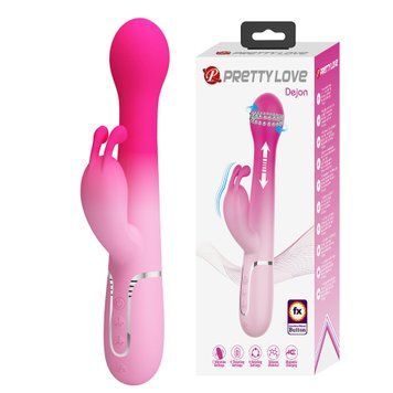 Вібратор-кролик 3 в 1 PRETTY LOVE Dejon вібро, ротація та фрикції, рожевий BW-500014-4 фото