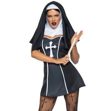 Костюм черниці Leg Avenue, L, Naughty Nun 2 предмети, чорний 8698432 / L фото