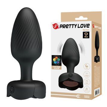 Анальний вібратор Pretty Love Varian з мерехтливим підсвічуванням, чорний, 10.8 х 3.8 см BI-040182 фото