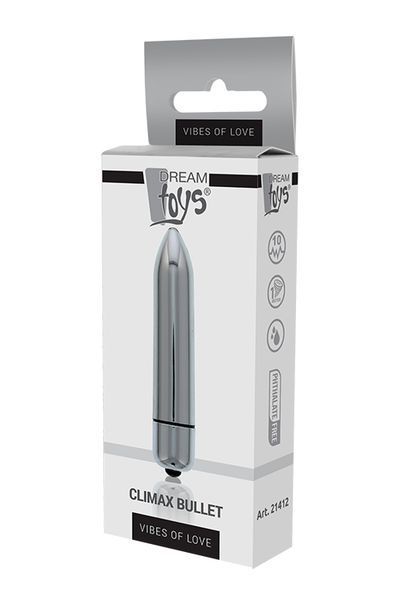 Міні вібромасажер DREAM TOYS 10-SPEED CLIMAX BULLET SILVER DT21412 фото