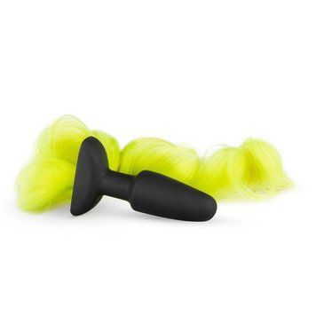 Анальна пробка з хвостом Silicone Butt Plug With Tail - Yellow ET69608 фото