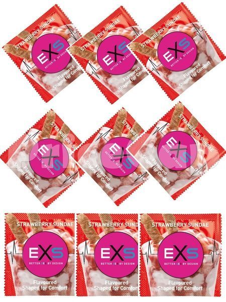 Презервативи зі смаком полуничного морозива EXS Flavoured Strawberry Sundae веганські (ціна за 5 шт.) 04927/400exsmixflav фото