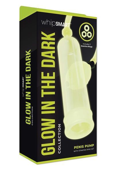 Помпа для члена Whipsmart Glow In The Dark 3 кільця в комплекті, що світиться в темряві, 23.5 см WS160730 фото