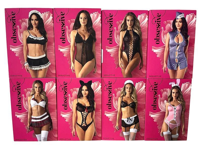 Сорочка з мереживними рукавами і стрінги Obsessive Moketta фіолетовий, L/XL 410750 фото