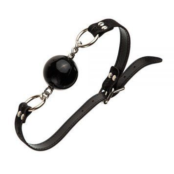 F61432 Кляп з силікону на ланцюжку Loveshop Latex BREATHABLE BALL Gag BLACK F61432 фото