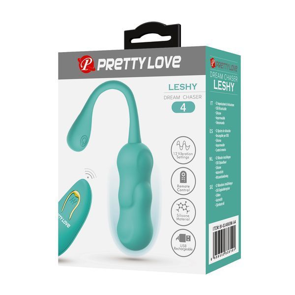 Віброяйце вагінальне Pretty Love Leshy з пультом, бірюзове, 18.6 х 2.8 см BI-014868W-A4 фото