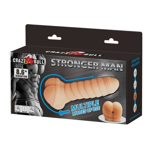 Мастурбатор-насадка Crazy Bull Stronger Man з вібрацією, бежева 66030164 фото
